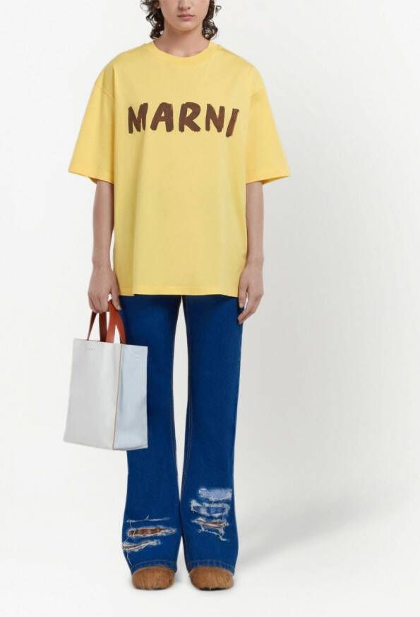 Marni Soft shopper met colourblocking Wit