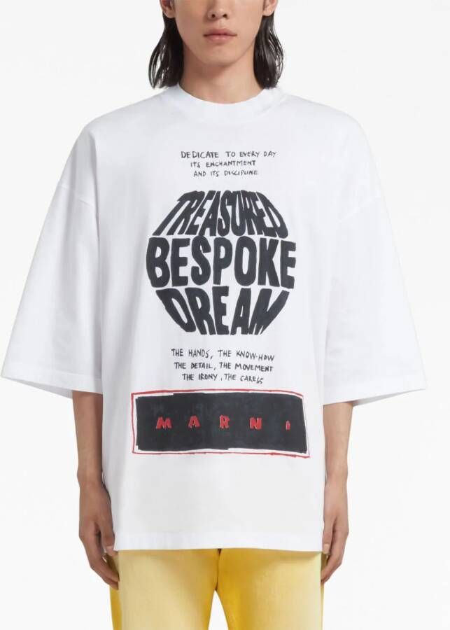Marni Katoenen T-shirt met tekst Wit