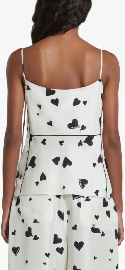 Marni Zijden top met print Wit