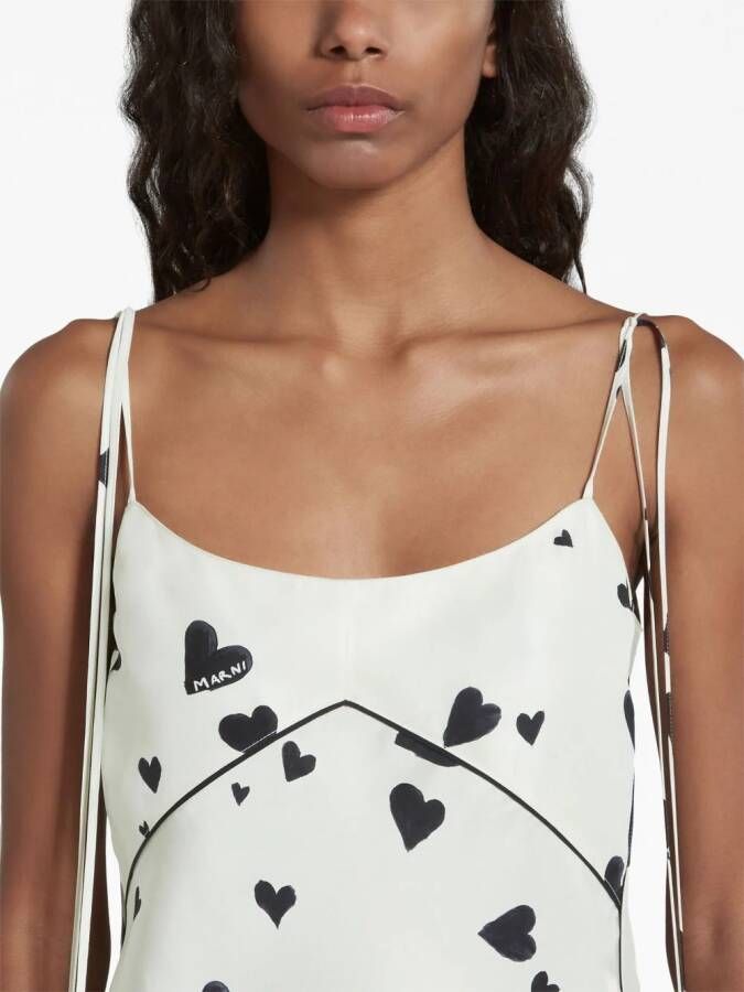 Marni Zijden top met print Wit