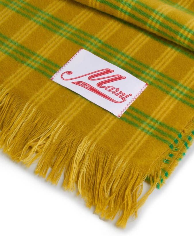 Marni Geruite sjaal met logo-applicatie Geel