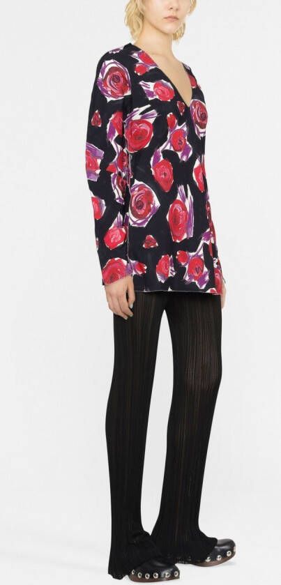 Marni Top met roosprint Zwart