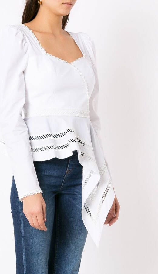 Martha Medeiros Eva Tricoline asymmetrische blouse Wit