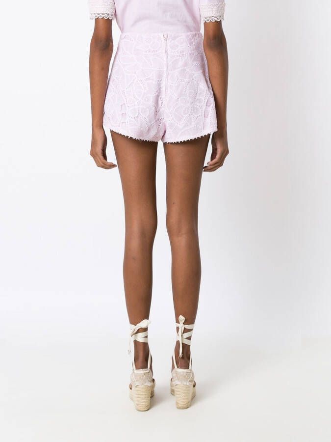 Martha Medeiros Mini shorts met borduursel Roze