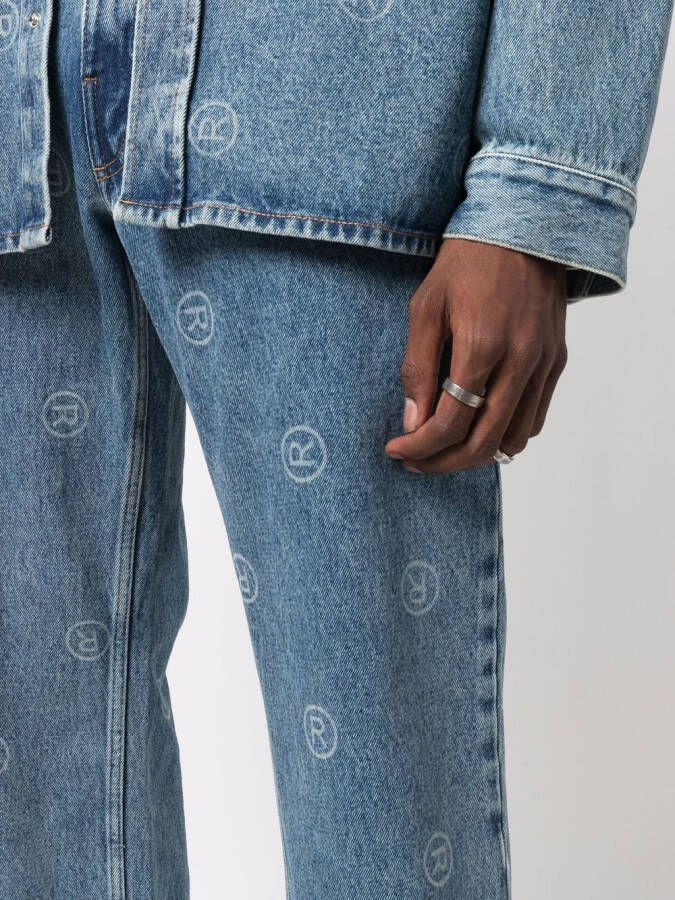 Martine Rose Jeans met all-over logoprint Blauw