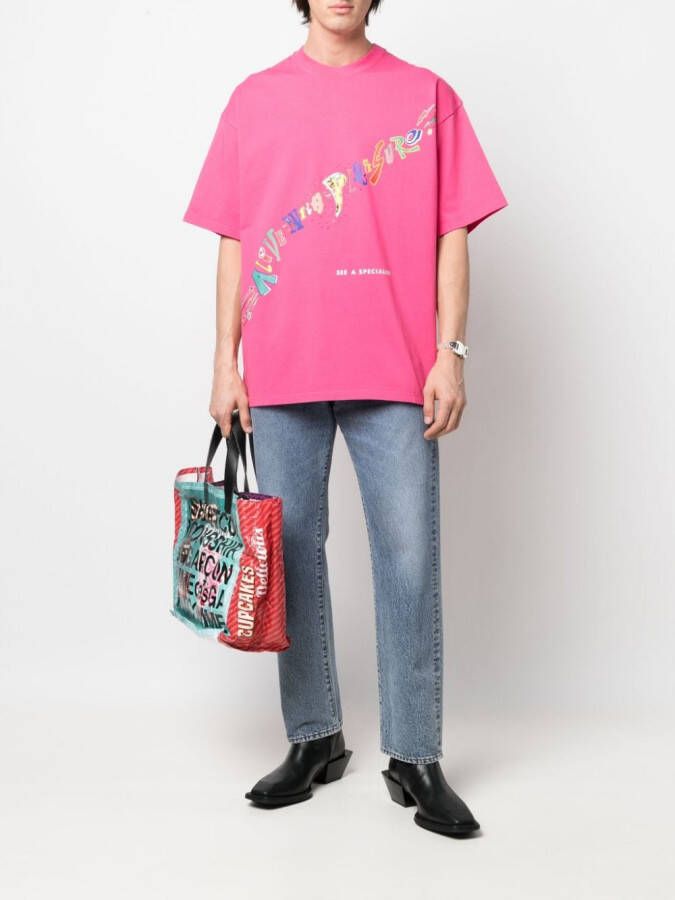 Martine Rose T-shirt met tekst Roze