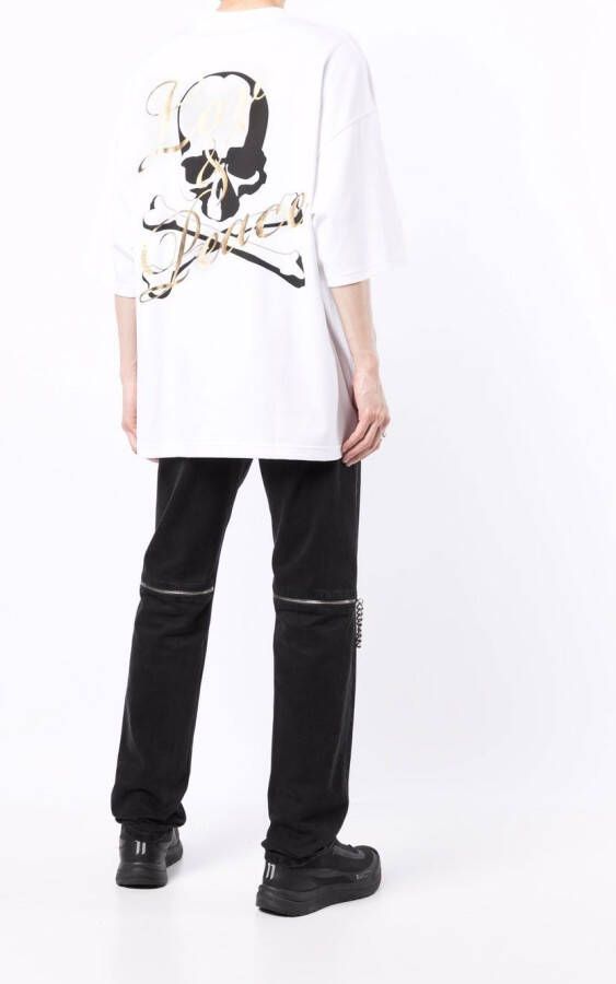 Mastermind World T-shirt met doodskopprint Wit