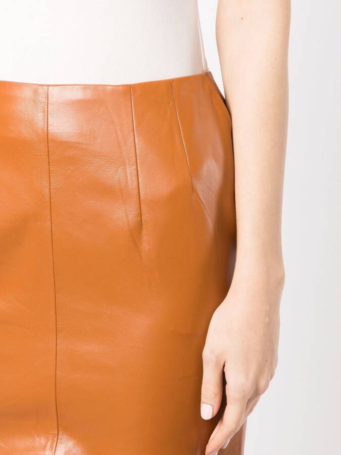 Materiel Kokerrok van imitatieleer Bruin