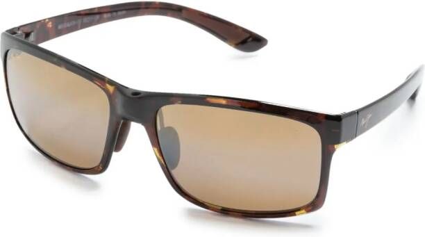 Maui Jim Pokowai zonnebril met rechthoekig montuur Bruin