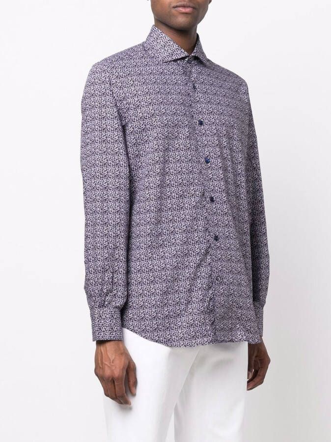 Mazzarelli Overhemd met bloemenprint Paars