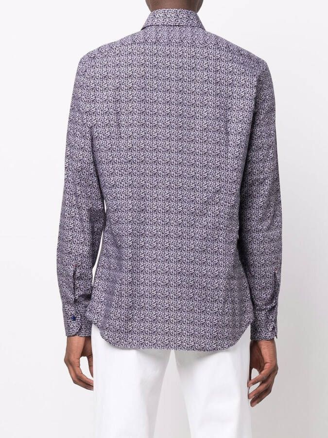 Mazzarelli Overhemd met bloemenprint Paars