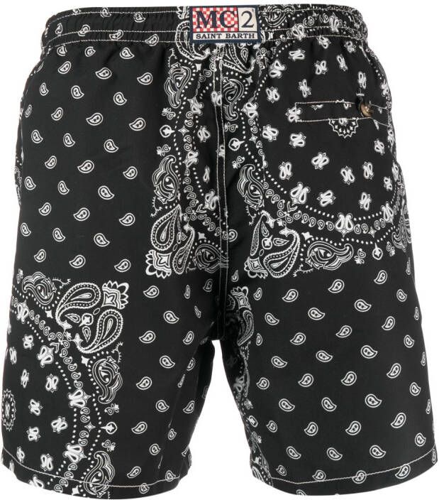 MC2 Saint Barth Zwembroek met paisley-print Zwart