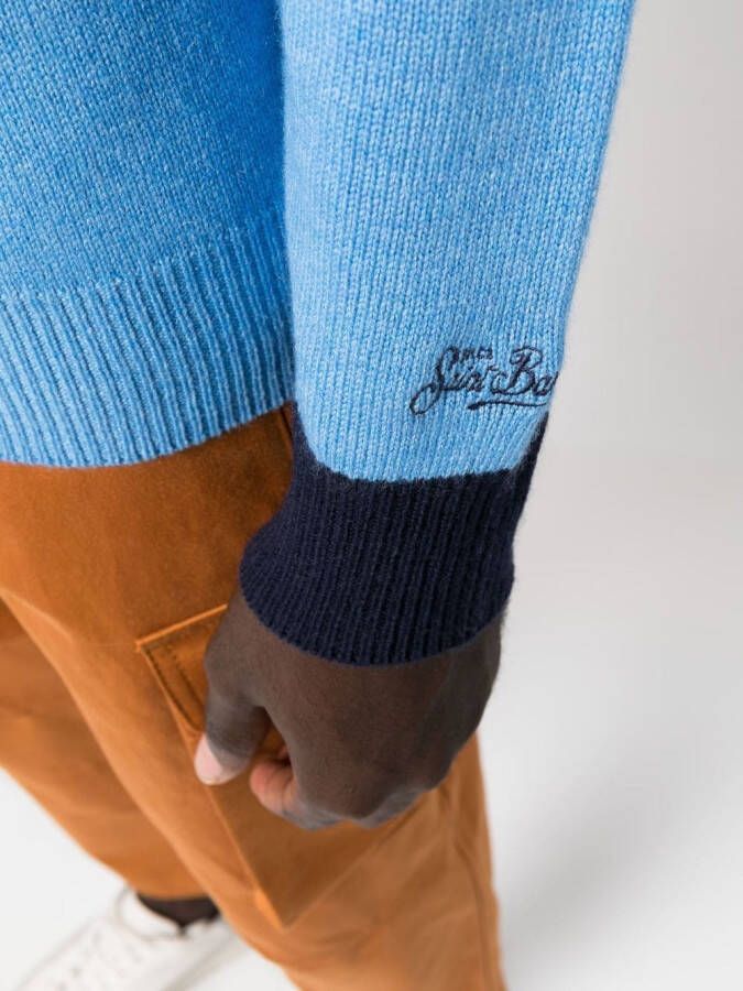 MC2 Saint Barth Trui met geborduurde tekst Blauw