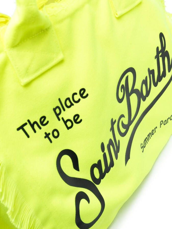 MC2 Saint Barth Shopper met logoprint en franje Geel