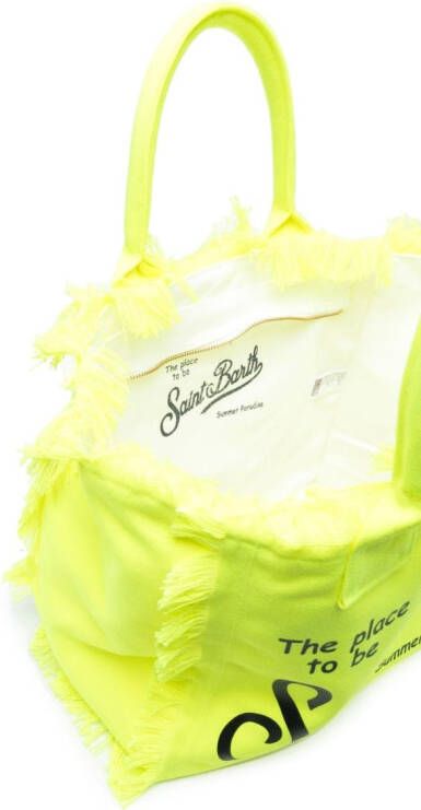 MC2 Saint Barth Shopper met logoprint en franje Geel