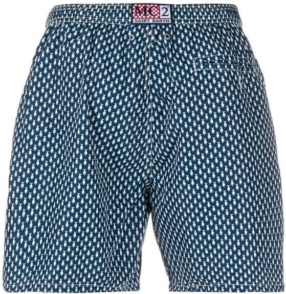 MC2 Saint Barth Zwembroek met vissenprint Blauw