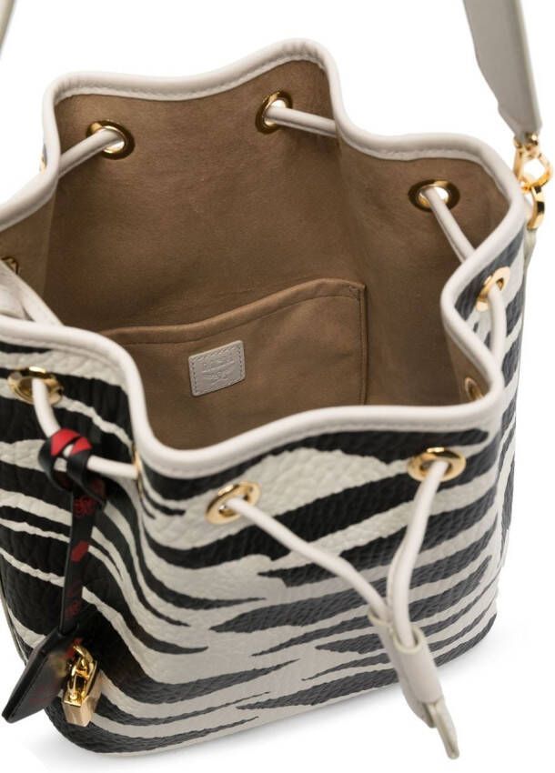MCM Bucket-tas met abstracte print Wit