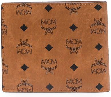 MCM Portemonnee met monogramprint Bruin