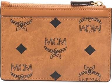 MCM Portemonnee met monogramprint Bruin