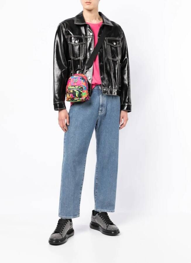 MCM Schoudertas met logoplakkaat Roze