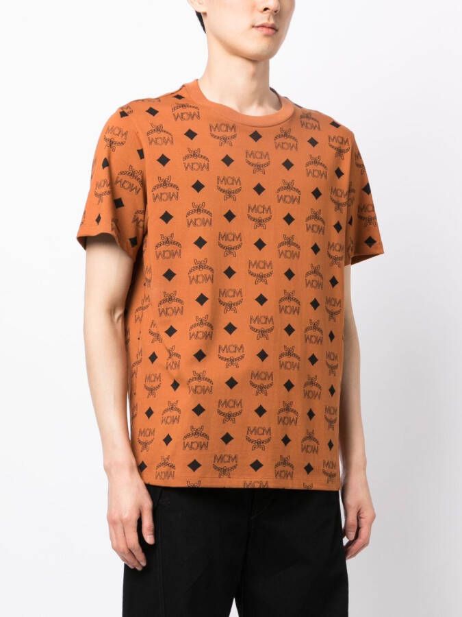 MCM T-shirt met monogramprint Bruin