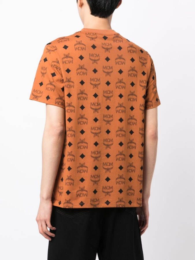 MCM T-shirt met monogramprint Bruin