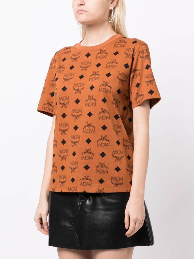 MCM T-shirt met monogramprint Bruin