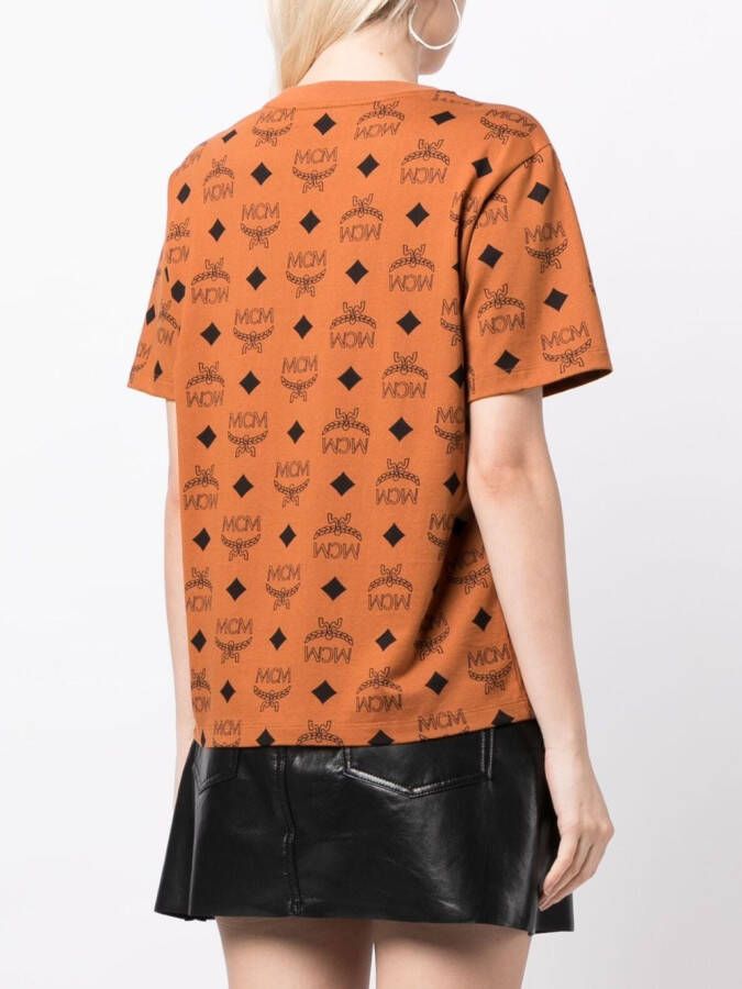 MCM T-shirt met monogramprint Bruin