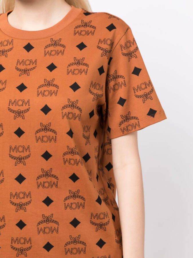 MCM T-shirt met monogramprint Bruin