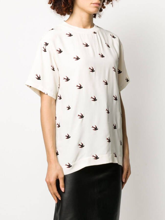 McQ Swallow T-shirt met zwaluwprint Beige