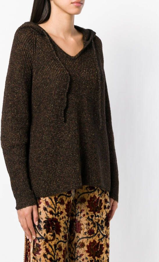 Mes Demoiselles gebreide hoodie Bruin