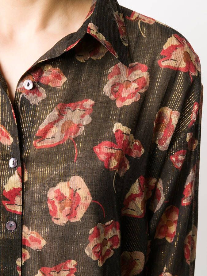 Mes Demoiselles Jurk met bloemenprint Zwart