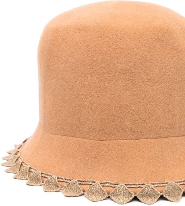 Mi Sol Hoed met geometrische afwerking Beige
