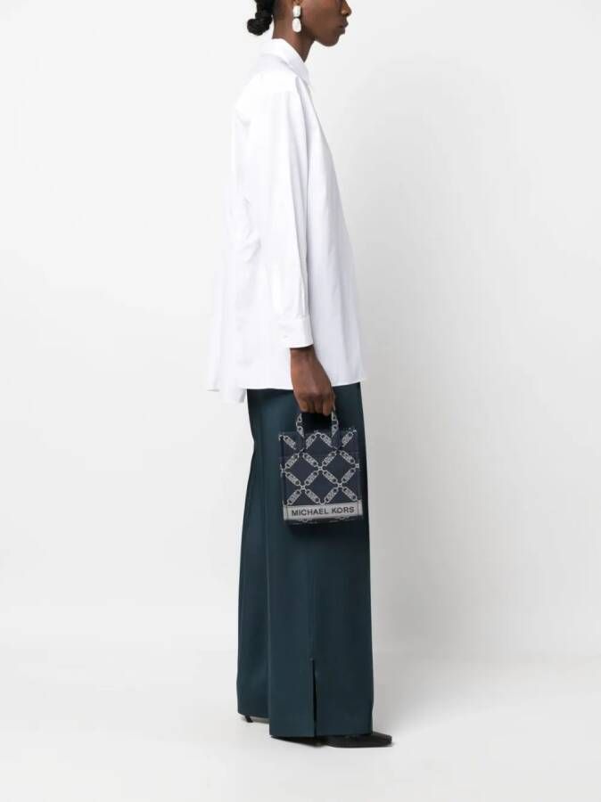 Michael Kors Gigi Empire shopper met jacquard Blauw