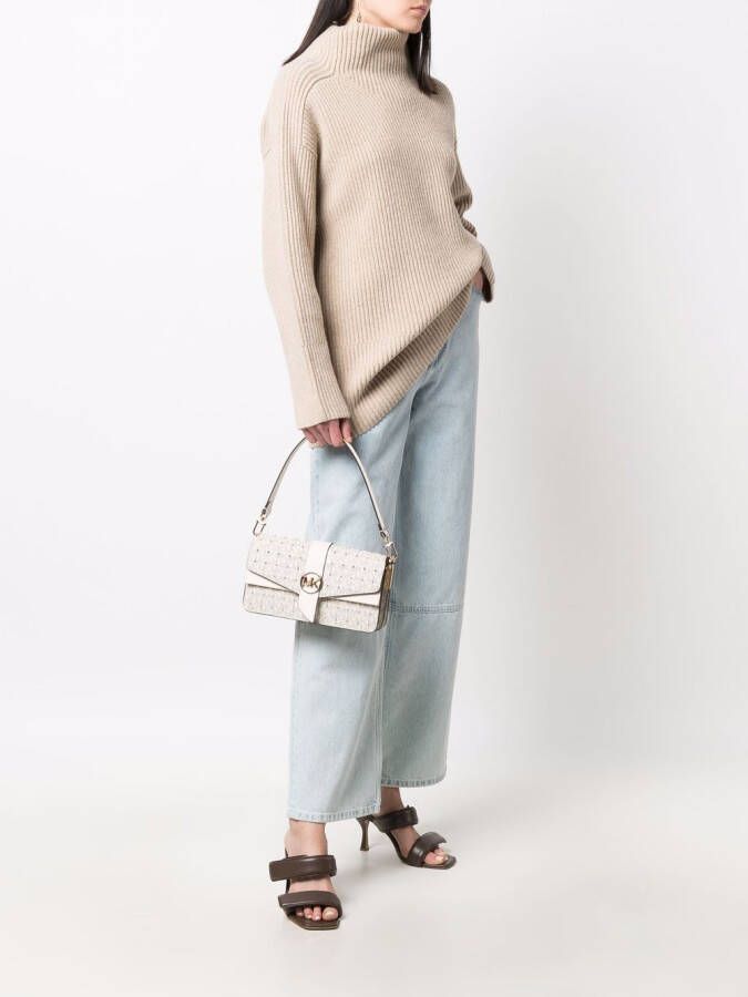 Michael Kors Greenwich schoudertas met logoplakkaat Beige