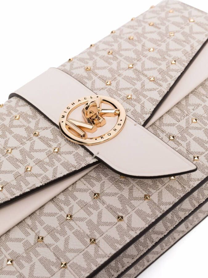 Michael Kors Greenwich schoudertas met logoplakkaat Beige