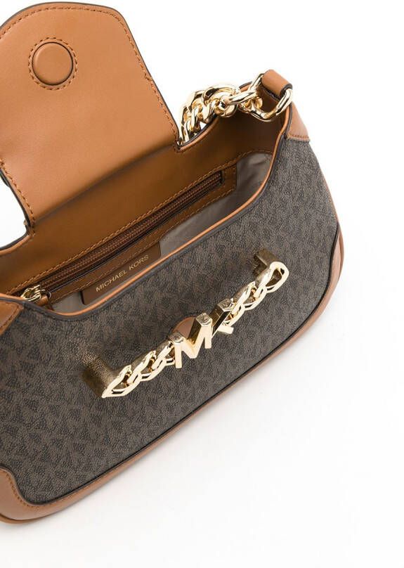 Michael Kors Hally schoudertas met logoplakkaat Bruin