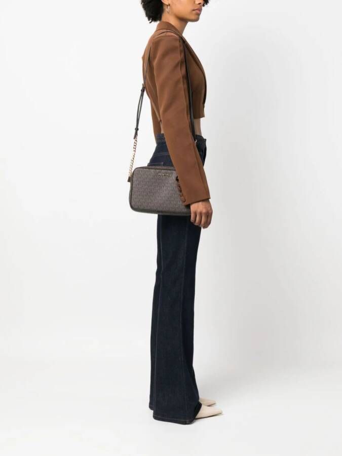 Michael Kors Jet Set crossbodytas met monogramprint Bruin