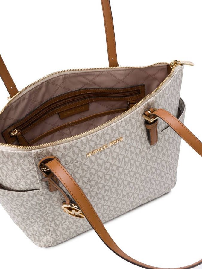 Michael Kors Jet Set draagtas met logo Beige
