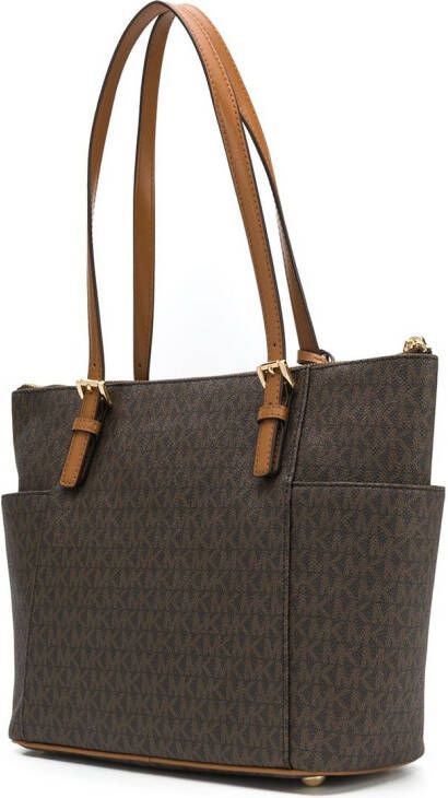 Michael Kors Jet Set draagtas met monogram Bruin