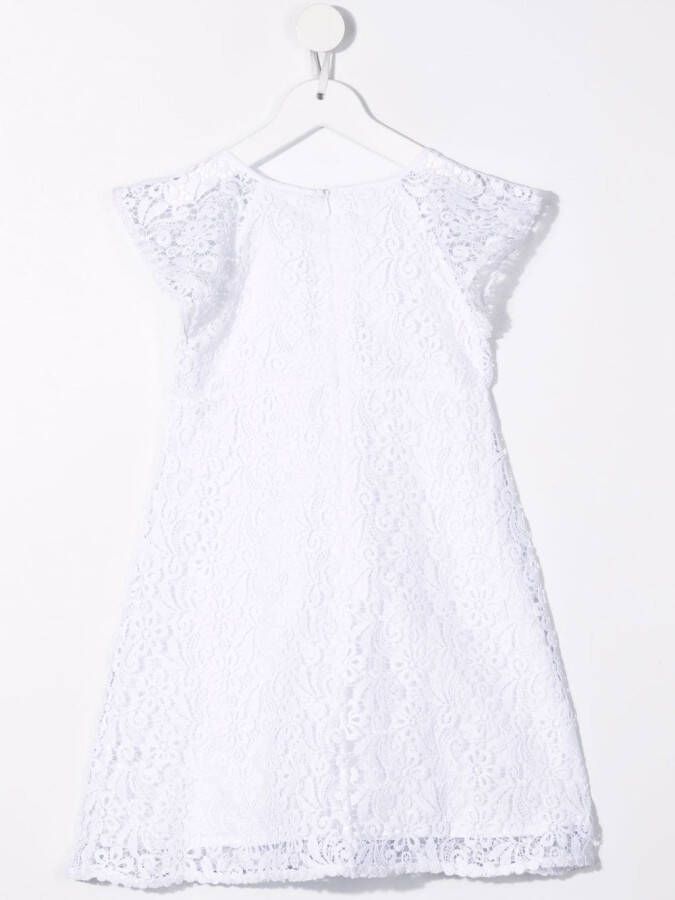 Michael Kors Kids Midi-jurk met vlak van kant Wit