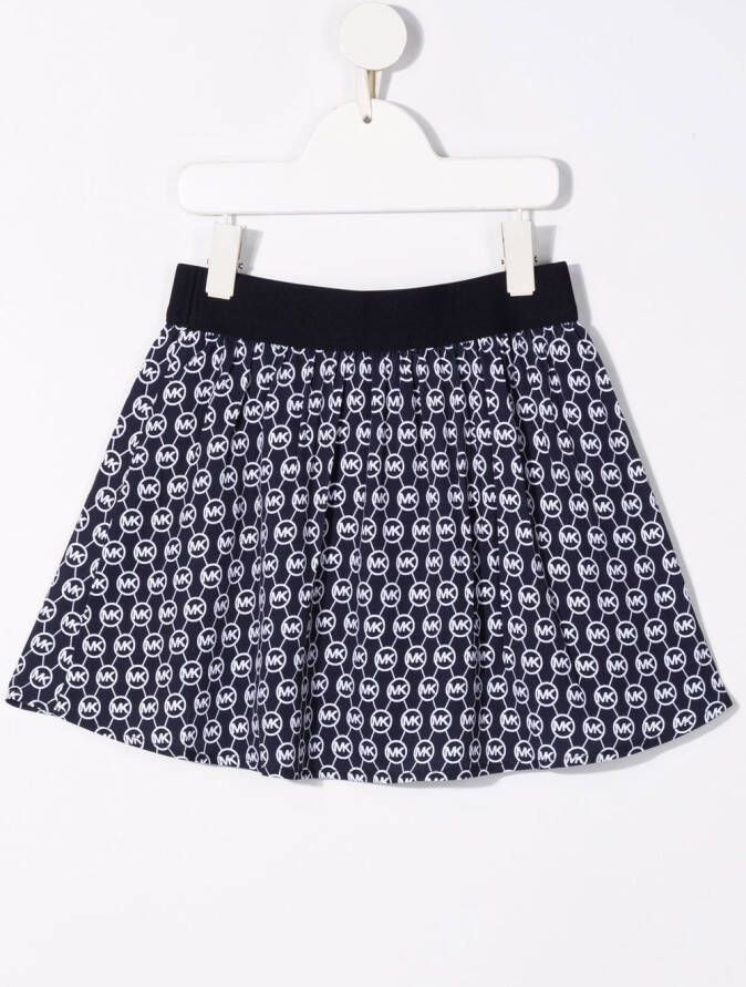 Michael Kors Kids Plooirok met monogramprint Blauw