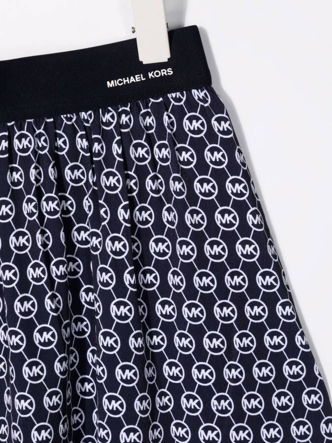 Michael Kors Kids Plooirok met monogramprint Blauw