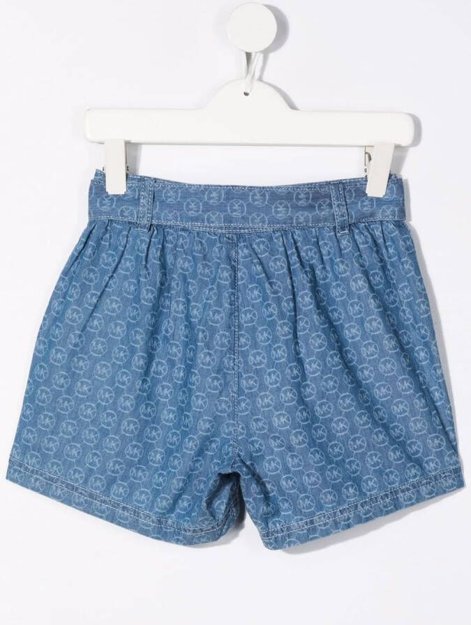 Michael Kors Kids Spijkershorts met monogramprint Blauw