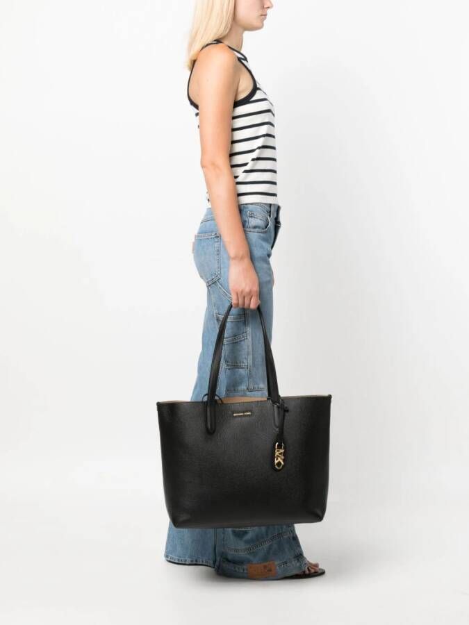 Michael Kors large Eliza reversible leather tote bag Zwart