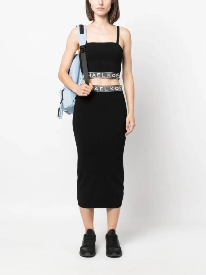 Michael Kors Midi-rok met logoband Zwart