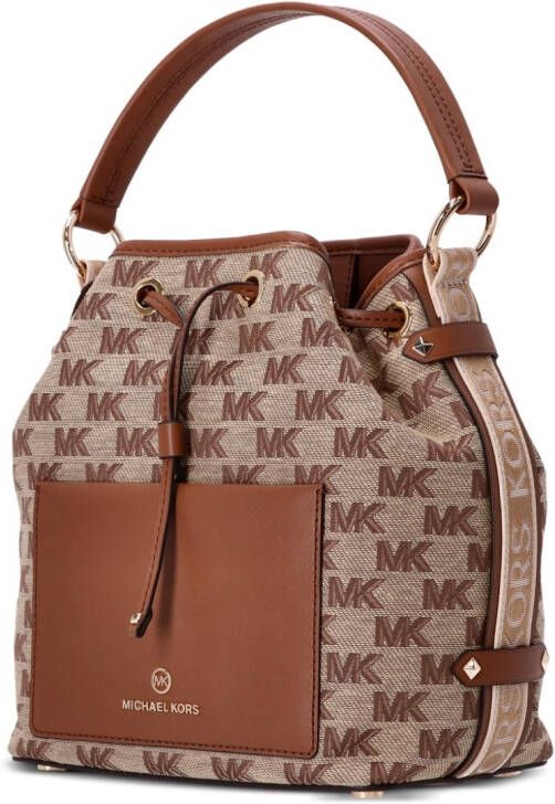 Michael Kors Maeve bucket-tas met monogramprint Bruin