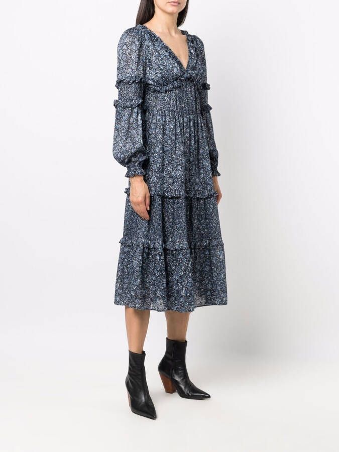 Michael Kors Midi-jurk met bloemenprint Blauw