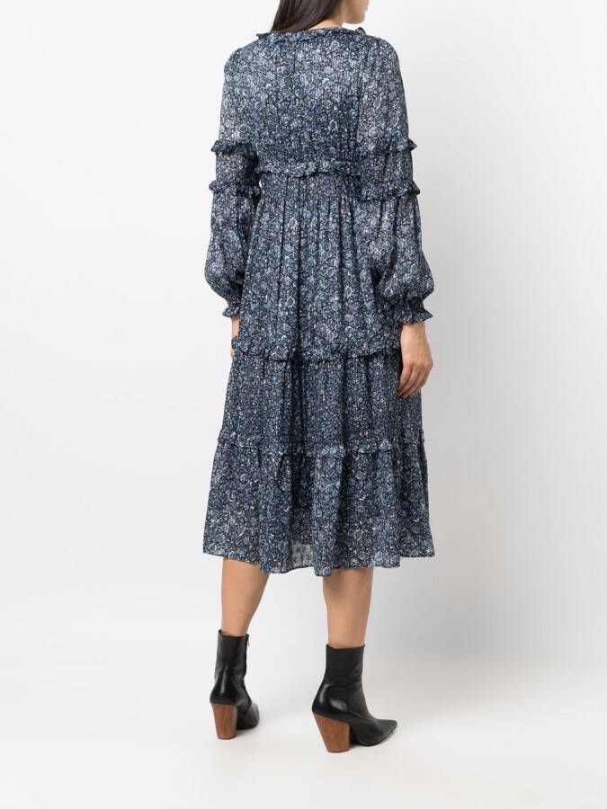 Michael Kors Midi-jurk met bloemenprint Blauw