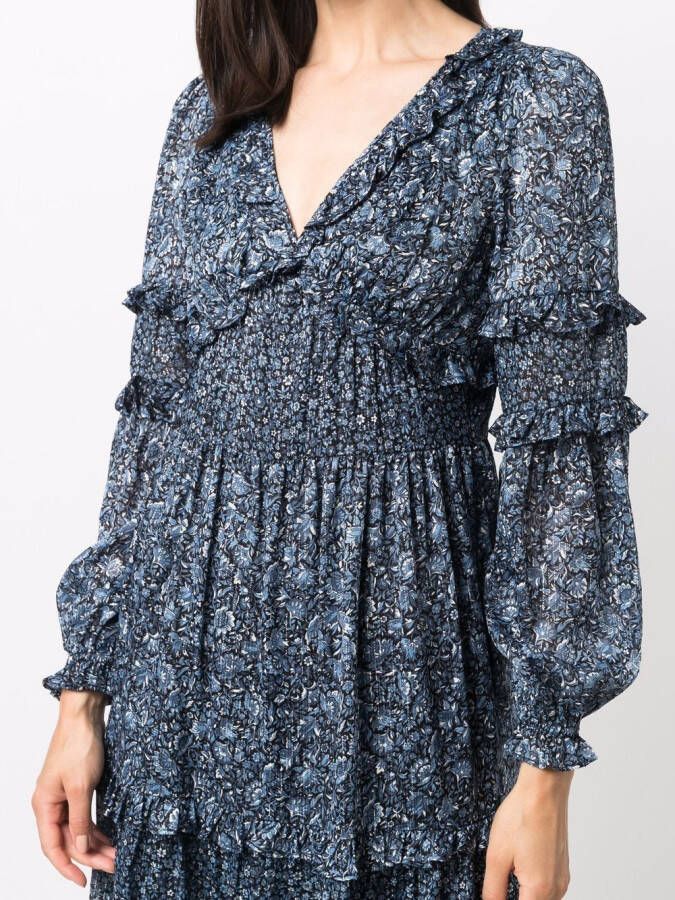 Michael Kors Midi-jurk met bloemenprint Blauw